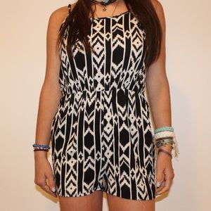 Black & white Aztec printed Romper